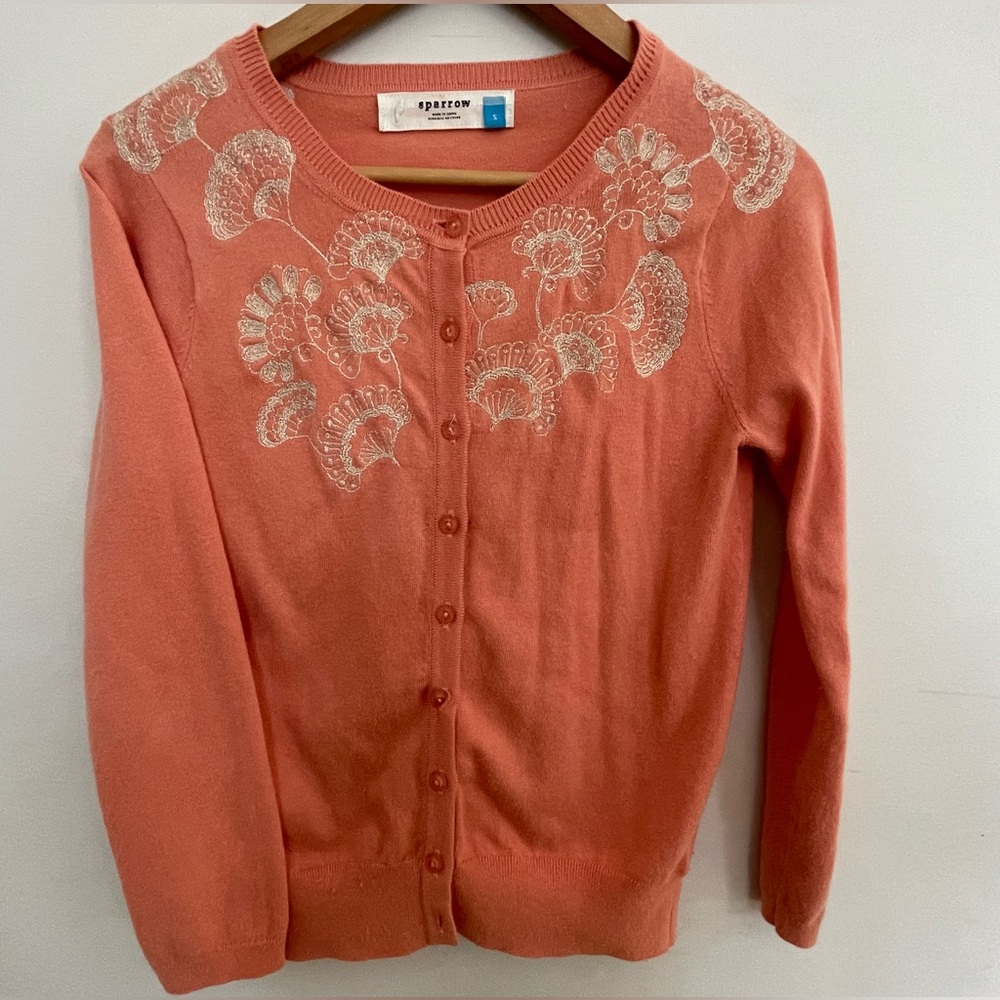 Anthropologie (sparrow) coral cardigan size small